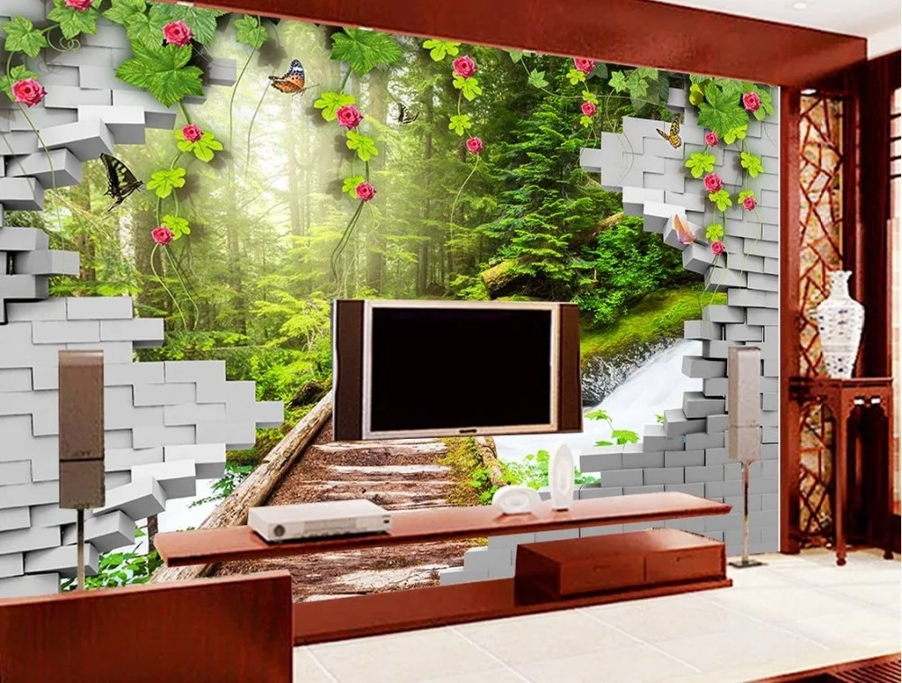 3d stereoscopic wallpaper Custom 3d wallpapers for living room Broken