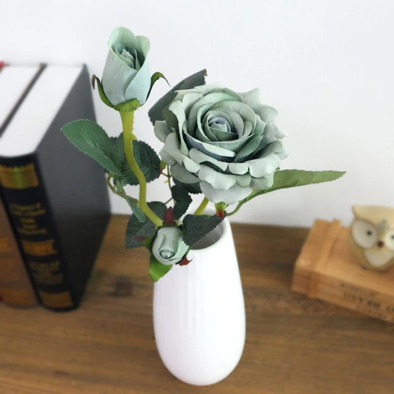 JAROWN Artificial Flannel Ruyi Rose Simulation Fake Flowers Branch Wedding Decor Home Office Decoration Silk Flower (13)