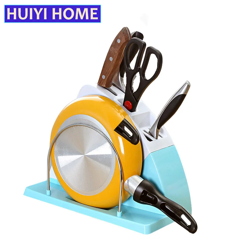 

HUIYI HOME Kitchen Knife Storage Racks Creative Multi-Purpose Pan Scissor Plastic Storage Shelves EGN179