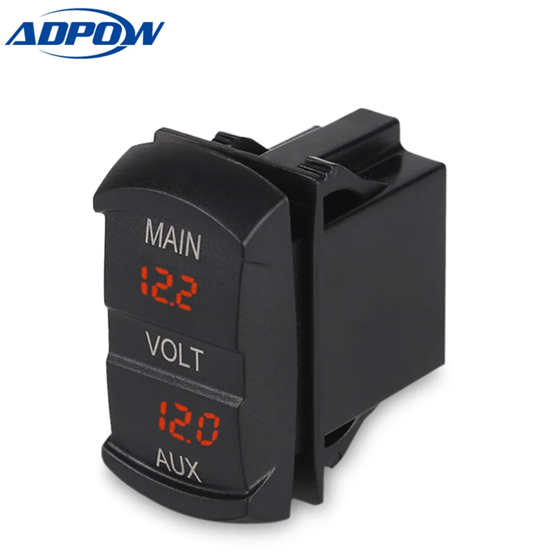 1224v Car Boat Motorcycle Led Digital Dual Volt Meters Aux Main