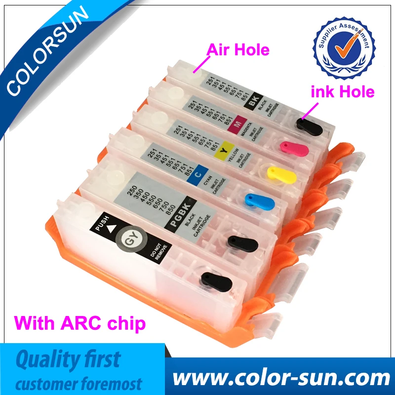 

6pcs for Canon PGI-750 CLI-751 PGI750 Refillable Ink Cartridge For Canon MG6370 MG7570 Printer Cartridge with ARC Chips