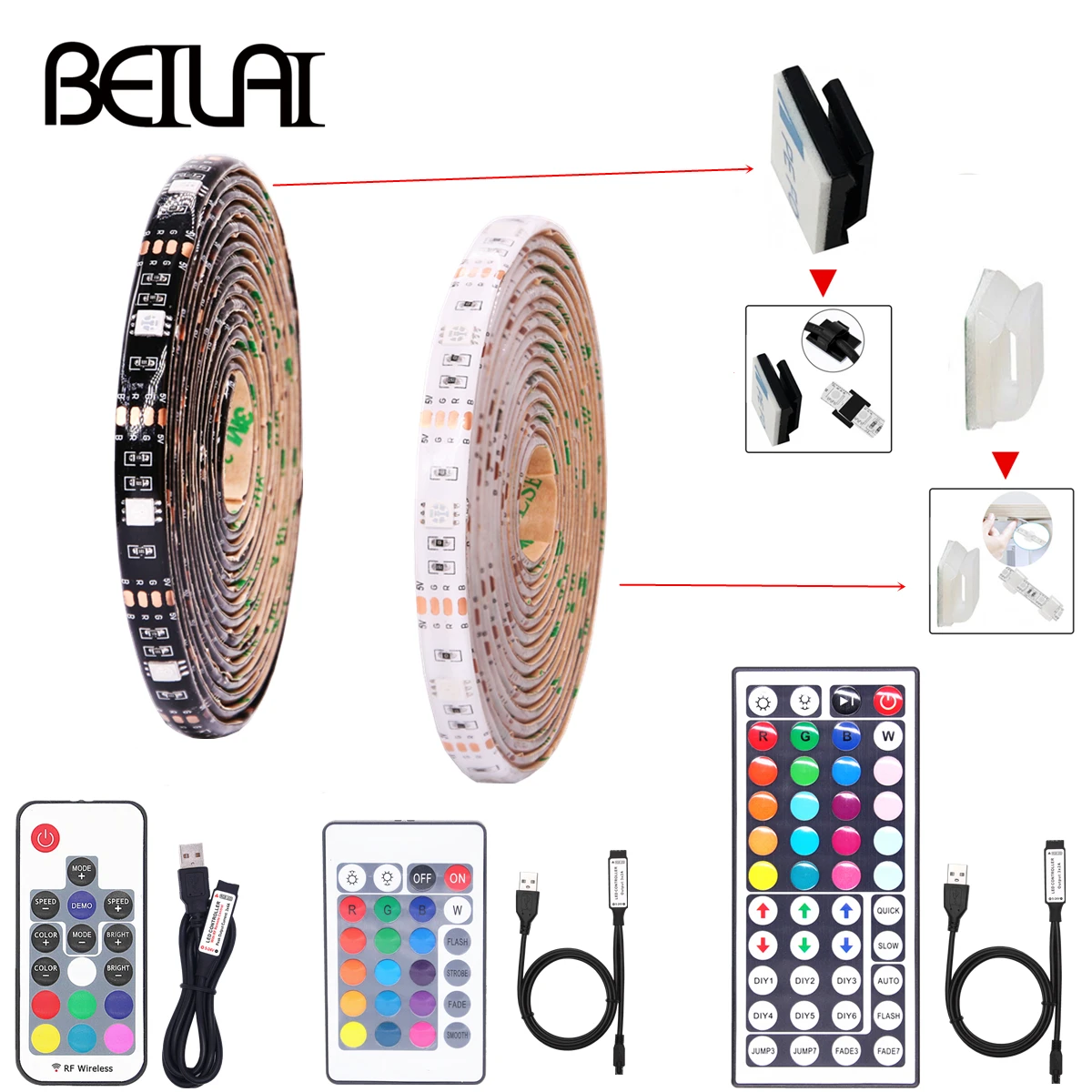 

RGB USB LED Strip Flexible Light DIY DC 5V LED Strip Color Changing String Tape Ribbon Kitchen TV Backlight add Tape Fixed deck