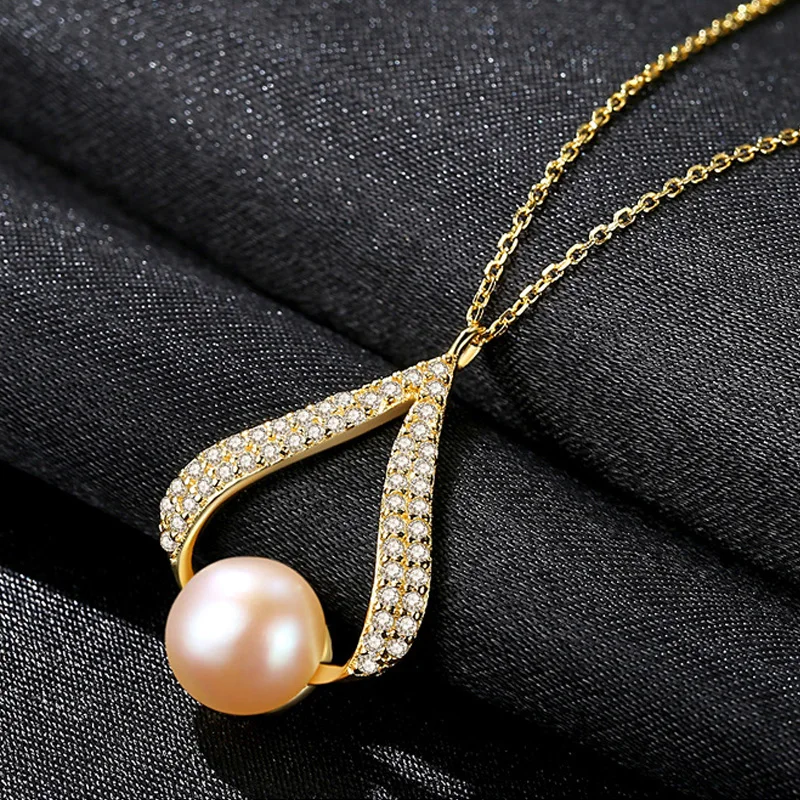 

Luxury perfectly semiround chain necklaces bohemian 925 sterling silver natural freshwater pearl necklaces bijoux wedding gifts