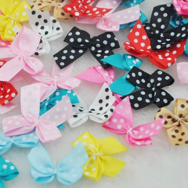 

100pcs Dot Satin Ribbon Flowers Bows Gift Craft Wedding Decoration Upick B0163