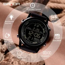 Sanda erkekler su geçirmez çift ekranlı Analog dijital LED elektronik bilek saatler смарт часы мужские dijital erkek kol saati