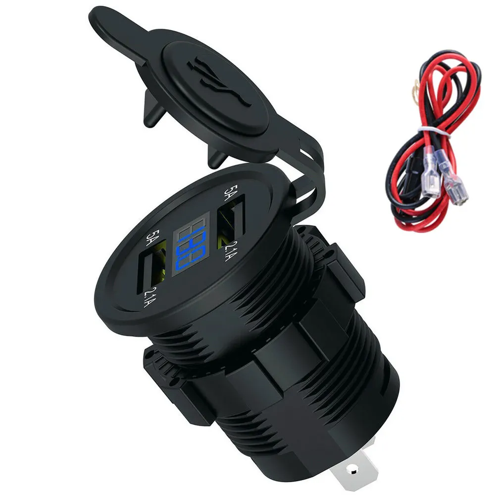 DC 12 V автомобильное зарядное устройство для мотоцикла светодиодный дисплей двойной USB зарядное устройство гнездо адаптера Питание выход