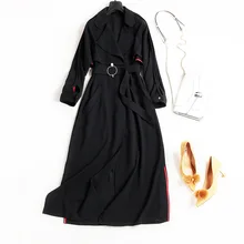 High quality long trench coats 2018 new brand runway women sprint trench coats fashion office lady loose a-line trench coats