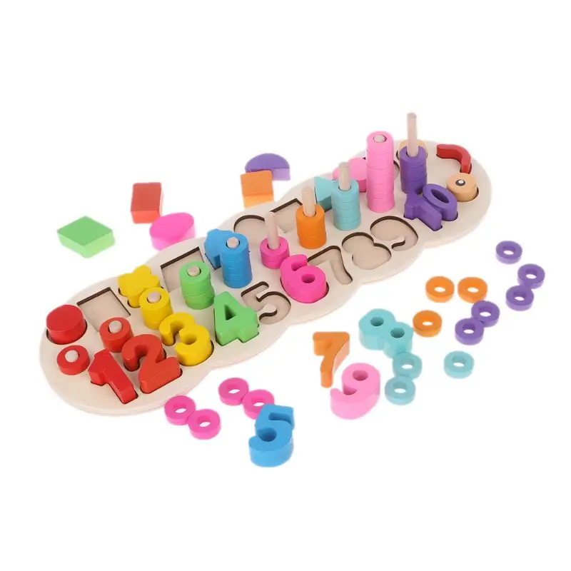

Wooden Montessori Count Numbers Matching Digital Shape Match Early Education Teaching Math Toys