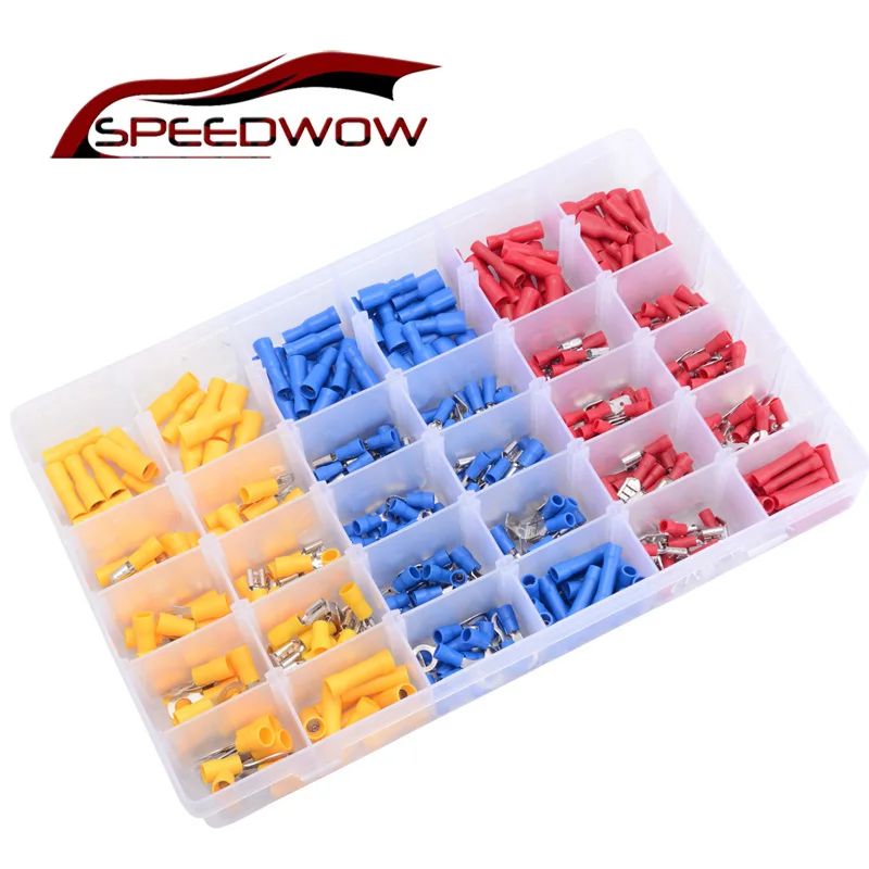 

SPEEDWOW 480pcs Terminals Connector Spade Set Mixed Insulated Electrical Wiring Wire Terminal Crimp Connector Kit