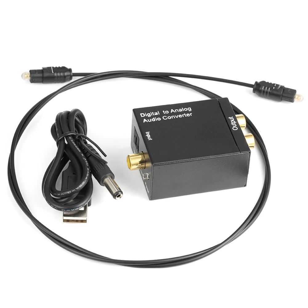 

3.5mm Digital-to-Analog Converter Digital Optical Toslink SPDIF Coax To Analog RCA Audio Converter Adapter Black
