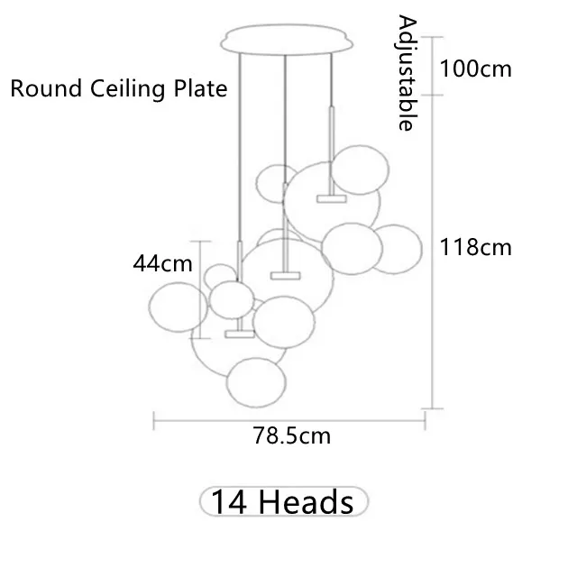 Скандинавские декоративные стеклянные пузырьки люстры светильники 90-260 в пост Современные светодиодные люстры для гостиной столовой - Цвет абажура: 14 Heads Round