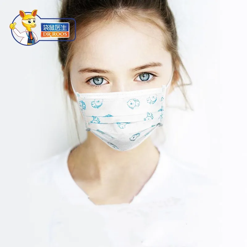 Бесплатная доставка DR. Роос 10 шт. одноразовые нетканых мультфильм детей защитная маска петлю эффективной фильтрации
