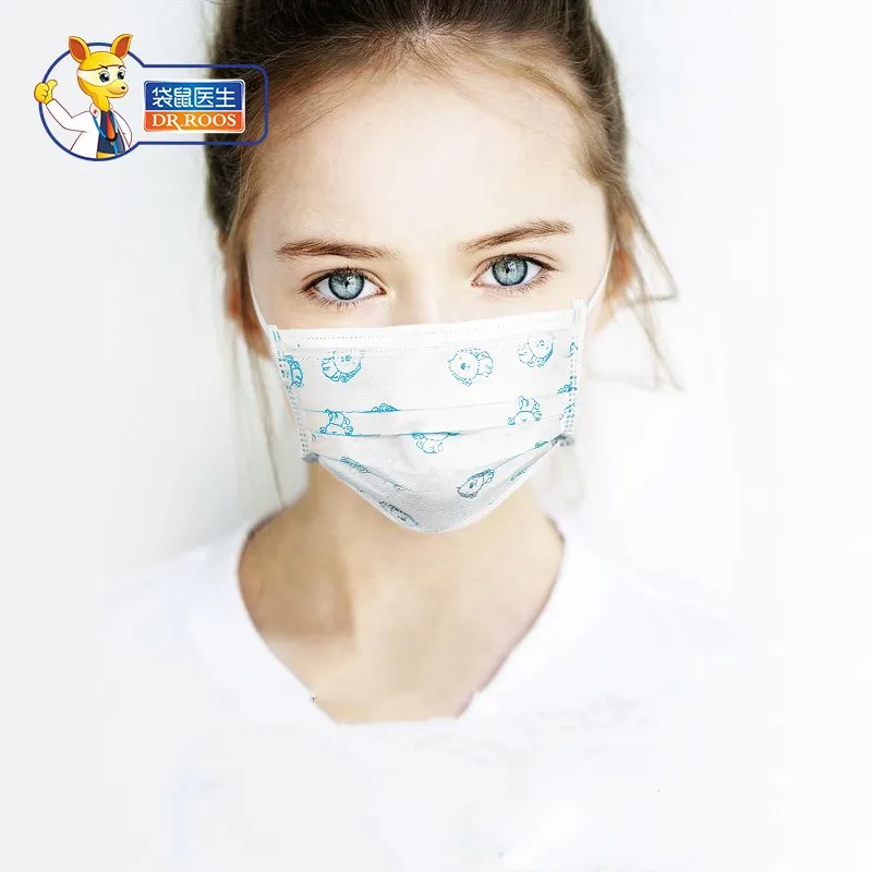 

Free shipping DR.ROOS 10pcs Disposable Nonwoven cartoon Children protective face mask Earloop efficient filtration