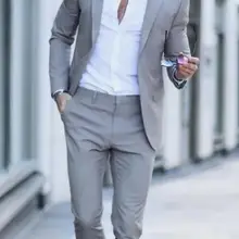 Мужские костюмы Slim Fit из двух частей пляжные мужские смокинги для свадьбы для мужчин с острым отворотом формальный Выпускной костюм(пиджак+ брюки