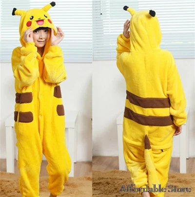 Tanie Pikachu dzieci śmieją się śmiać toaleta zipper zagęszczony kawałek zwierząt piżamy flanelowe słodkie piżamy