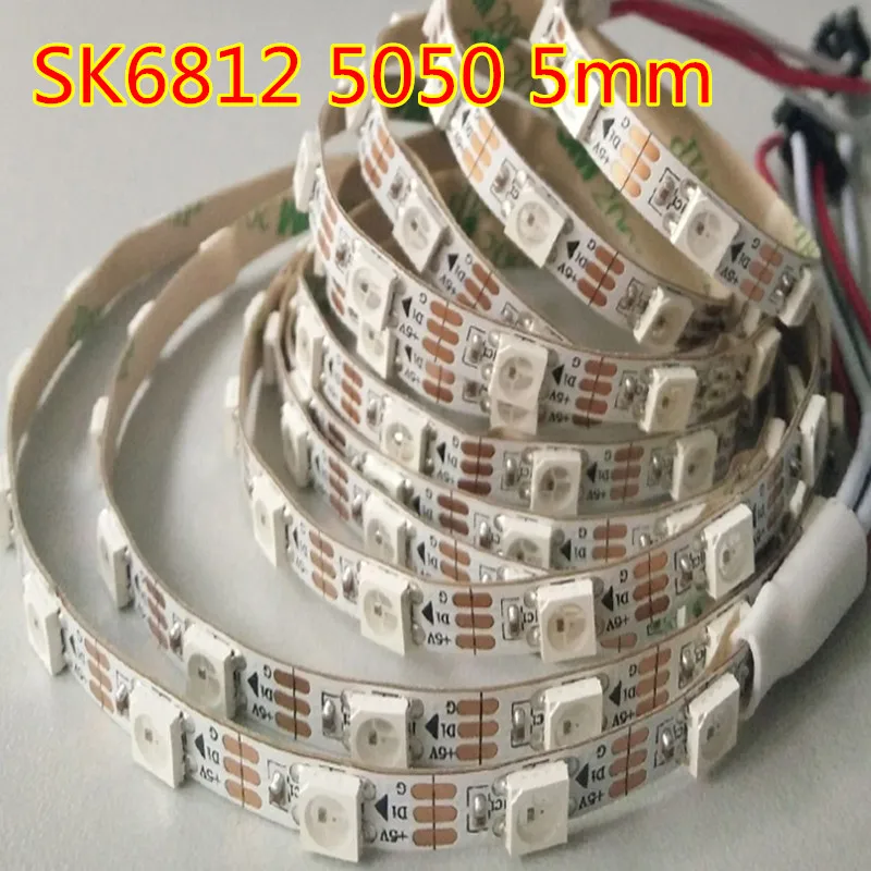 SK6812MINI 3535 4 мм/SK6812 5050 5 мм DC5V RGB светодиодный пиксель полосы, 1 м, 2 м, 5 м 60 Светодиодный s/М, 4 мм, 5 мм, гибкая печатная плата, не водонепроницаемый 60 пикс./м как WS2812B