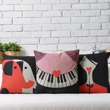 Черный мелодия Nordic любовь стильная футболка с изображением персонажей видеоигр Лен Подушки Детские подушки квадратный Подушки Детские случаях Домашний Декор диванные подушки