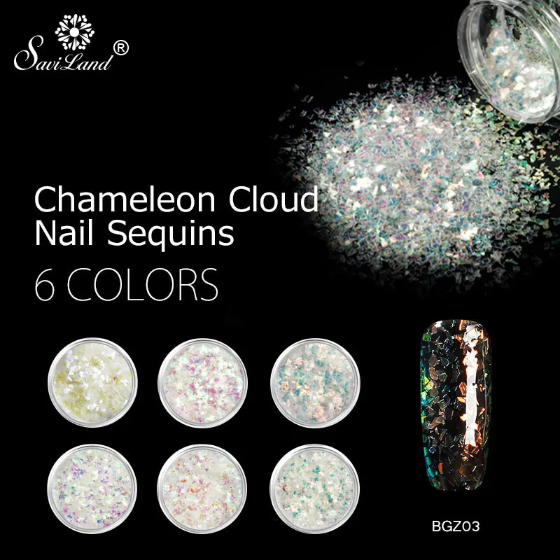 

Saviland Chameleon Cloud Charming Sequins Glitter Nail Flakes Sparkle Effect Multi Sheets Nail Tips 3D Nail Art Decorations