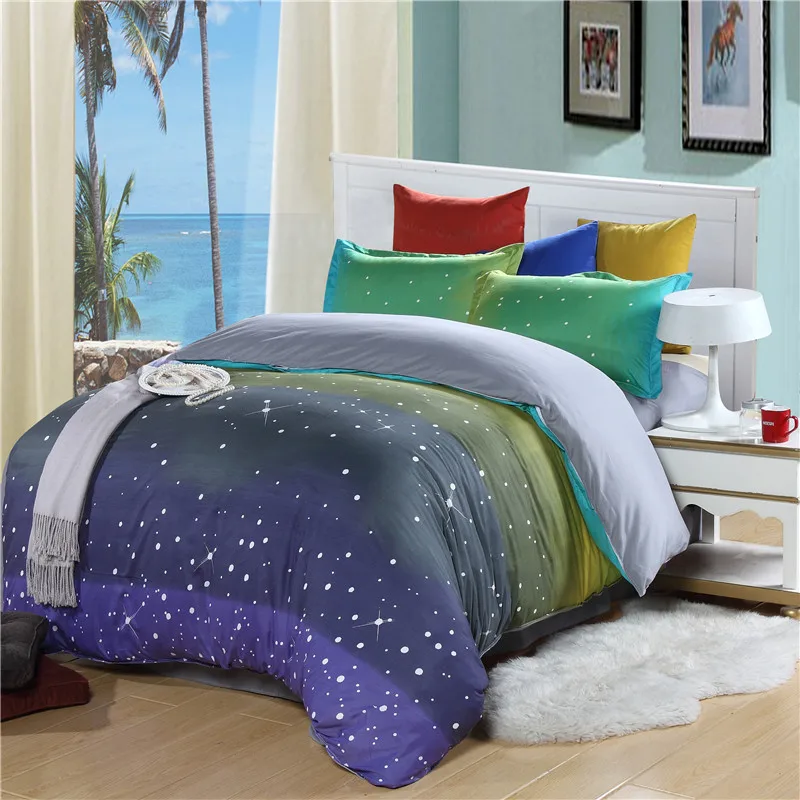 

European Style Fantasy Starry Sky Pattern Comfortable Soft Bedding Set Of Four Quilt Cover / Bed Sheet / Pillowcase