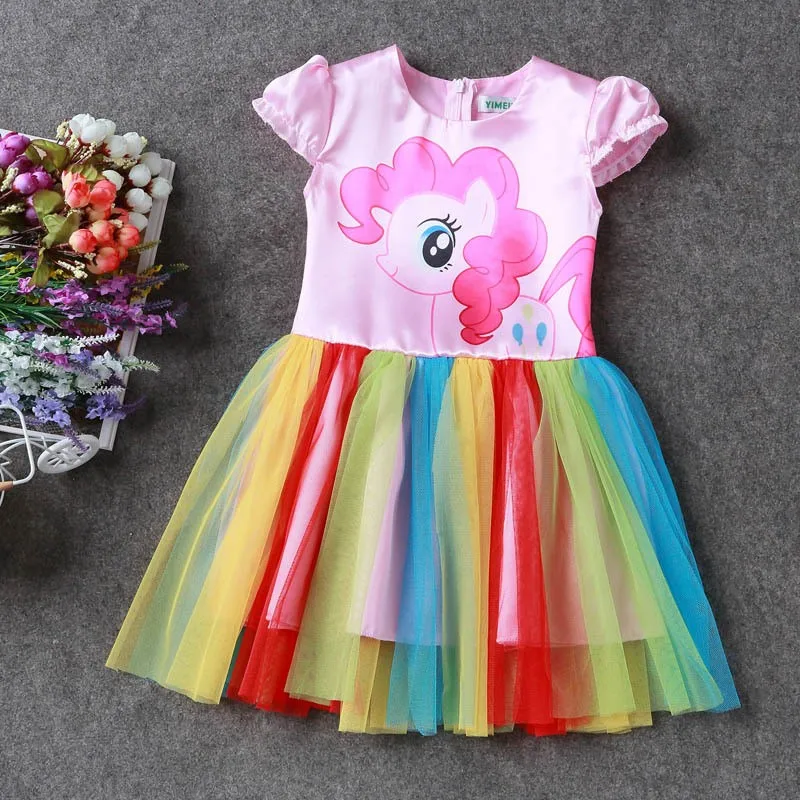 Новинка; Лидер продаж; платье для девочек; детское платье для девочек с героями мультфильма «Мой маленький пони»; карнавальный костюм принцессы; детская одежда; летняя одежда - Цвет: as picture