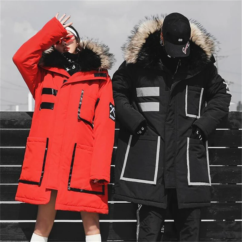 

Winter Warm New Men's Cotton Clothing 2019 Fashion Hip Hop Thick Warm Cotton Over-the-knee add Jacket Large Size Warm Coat US