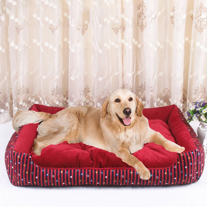 

Pet Supplies Big Dog Bed Pitbull Sleep Couch Striped Detachable Dog Cat Mattress Cats Bulldog Sofa Kennels Bedding Pads