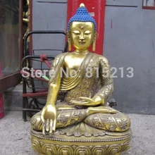 Bi00915 3" Непал народная храм Бронзовый Медь Gild восемь сокровищ Будда Шакьямуни Статуя