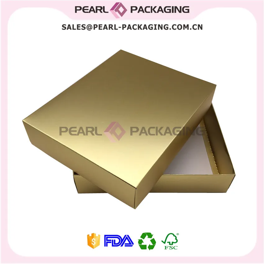 Metallic Gold Color Apparel Packaging Box, Matte Gold Clothes Box with
