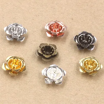 

7x15mm Vintage Filigree 3D Flower Links Beads Caps European Charms Hair Clasp Bu Yao Accessories DIY Findings Multi-Color Plated
