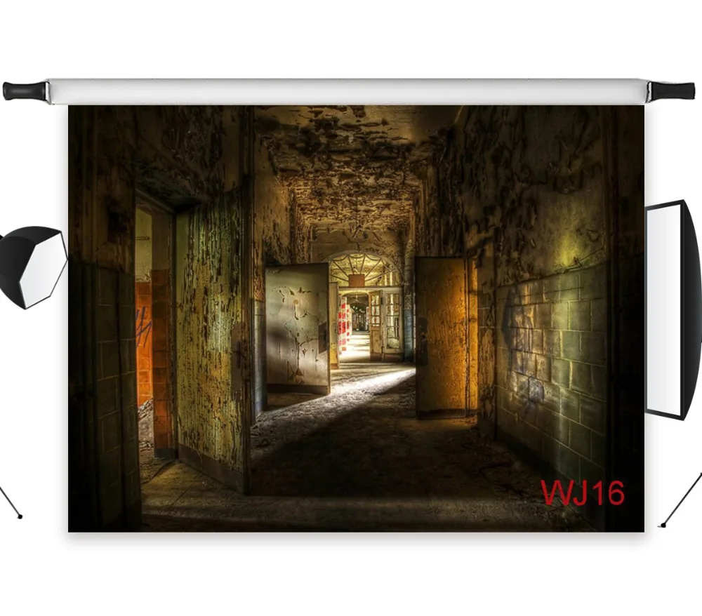 

LB Polyester & Vinyl Halloween Ruins Interior Scary Dilapidated building Backgrounds For Photo Studio Photography Backdrops