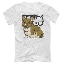 Ковбойская футболка Bebop Ein, футболки с японским аниме графическим принтом, брендовая Хлопковая мужская футболка для фитнеса с принтом собаки корги