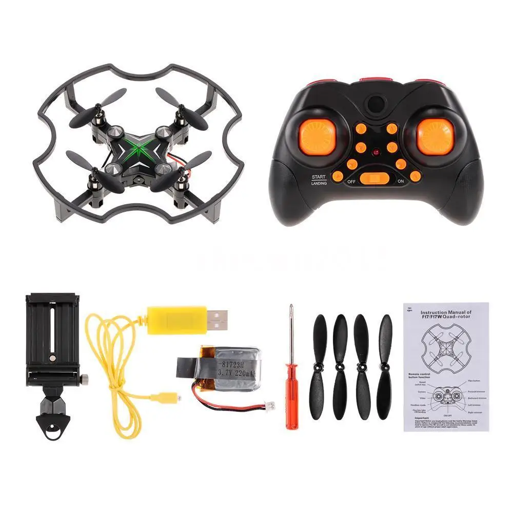 

F-17W Mini Drone 2.4G 0.3MP Camera Wifi FPV S5X6 RC Quadcopter Real-time Images Headless Mode Altitude Hold RC Helicopter Toy
