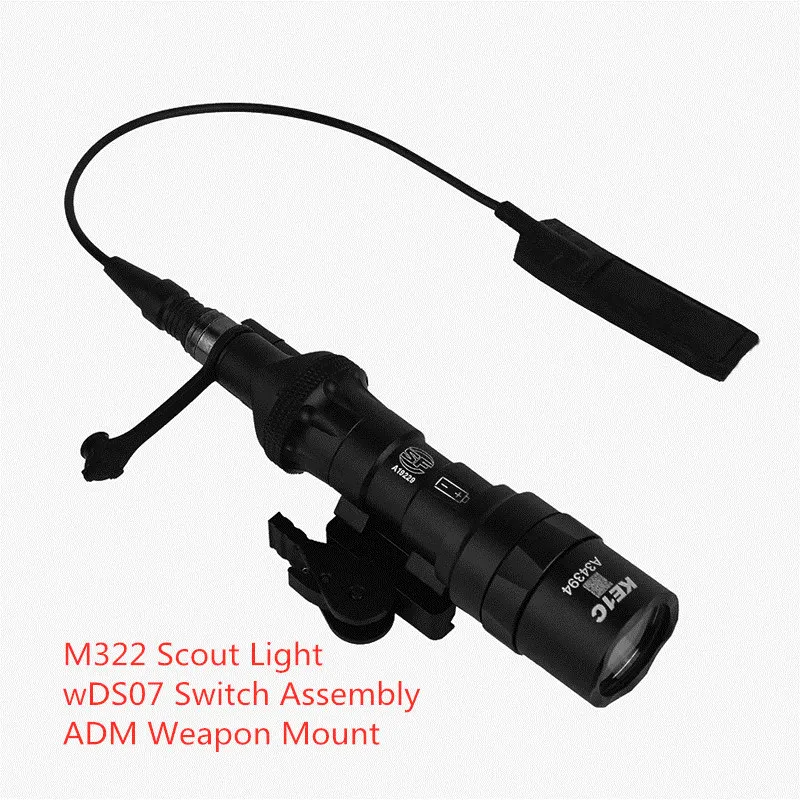 

SEIGNEER Airsoft Tactical Flash Surefir M600C Scout Light 250 lumens LED Weapon Flashlight With picatinny rail in hunting EX442