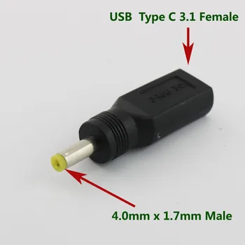 

1pc 4.0mm x 1.7mm Male To USB 3.1 Type C USB-C Female DC Power Charge Charging Adaptor Adapter Connector