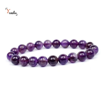 

12pcs/lot Amethyst bracelet yoga good luck elastic bracelet gift for him gift for husband purple Beaded Gemstone bracelet