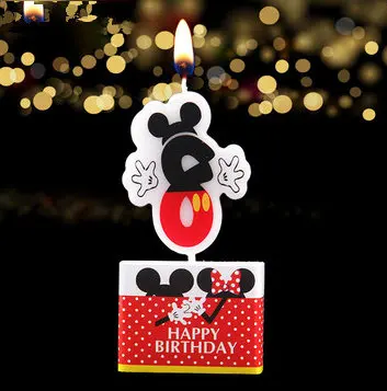 1 PCS С Днем Рождения мультяшная свеча Микки и Минни Маус Мышь лампы в форме свечи Юбилей торт номера От 0 до 9 лет лампы в форме свечи вечерние украшения - Цвет: Mickey 8