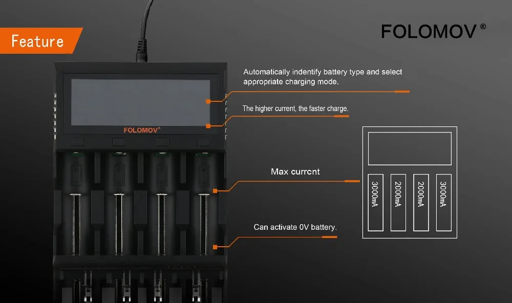 Folomov A2/folomov A4 Интеллектуальное Быстрое Зарядное устройство Li-ion/LifePO4, NiMH/NiCd Зарядное устройство