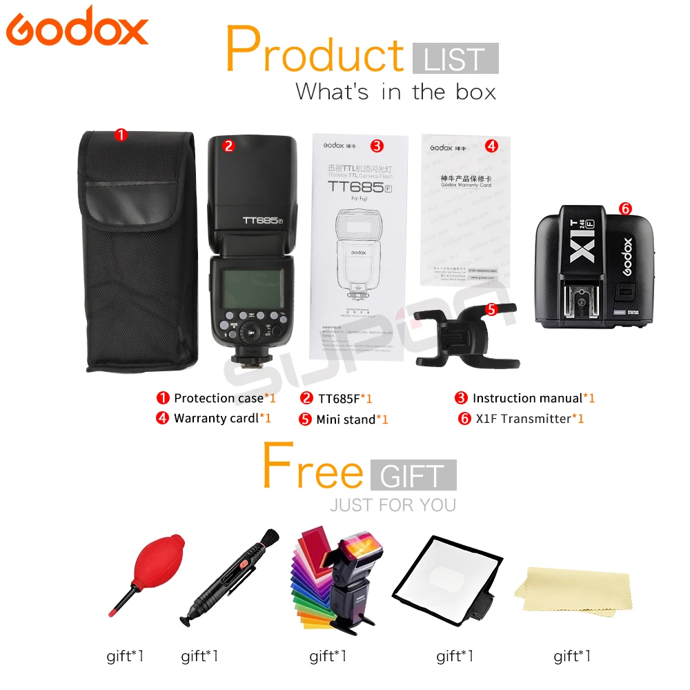 Godox TT685 вспышка 2 4G HSS 1/8000 s ttl Беспроводная TT685F Speedlite + X1T F передатчик для Fujifilm Fuji