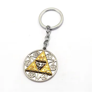 

HSIC 10pcs/lot Wholesale Legend of Zelda Keychain Keyring Metal Alloy Key Chains Triangle Game Chaveiro Gifts HC1230