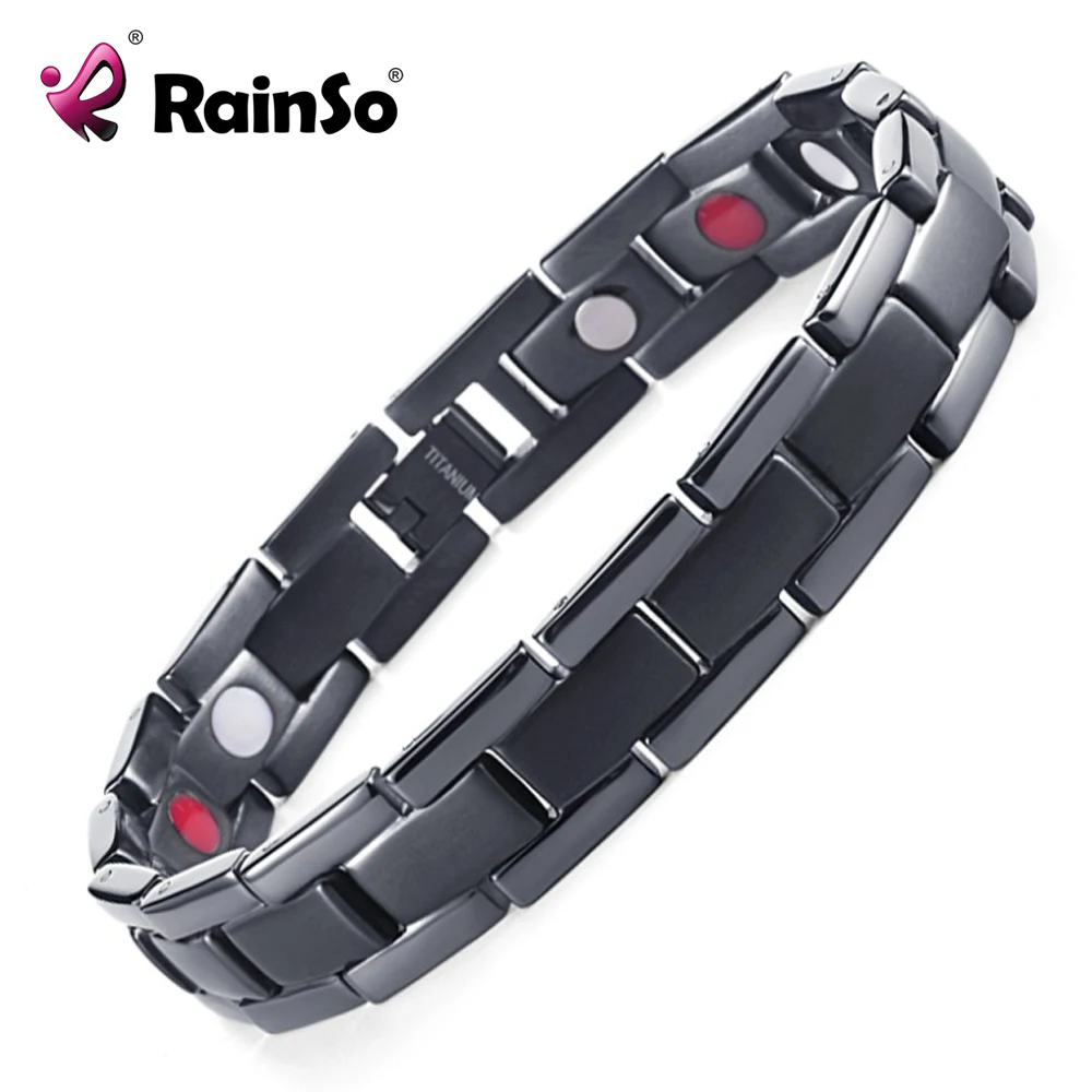 Rainso Men Jewelry Pain Relief Bracelets Titanium Bracelet In PVD Black