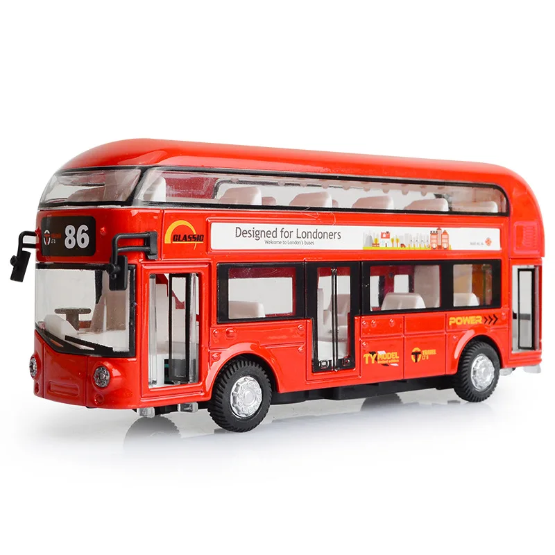 Bus à deux étages jouet en métal et plastique fabriqué à londres Bus 17Cm portes de Transport ouvrables et fermées clignotant avec musique ville voyage