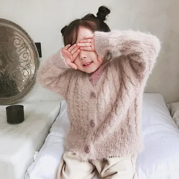 

Children Girls Sweaters Jackets Autumn Winter New Kids Girls Pink Mane Sweater Coats Baby Cardigan Coat Cute Sweaters Outwear