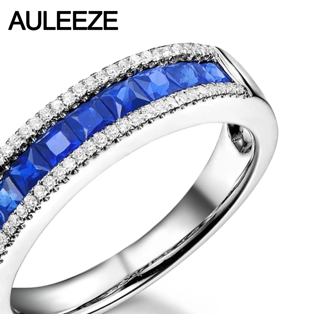 Женское кольцо с бриллиантом Noble Princess Cut 0 9 CTTW Sapphire 14 K белое золото натуральный