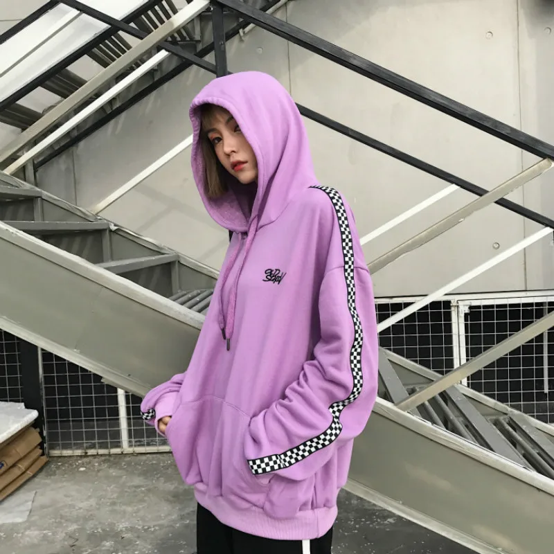 Harajuku мода человек с длинным рукавом Для женщин толстовки ретро шик в полоску