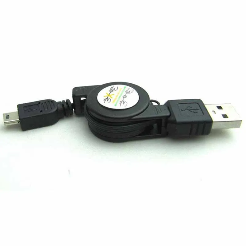10 قطعة حار أسود قابل للسحب USB لذكر ميني USB B 5Pin مزامنة كابل بيانات