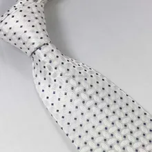 Yibei Coachella Для Мужчин's Галстуки белый с серебристо-серый пятна, точки тканый галстук в деловом стиле на каблуке 9 см