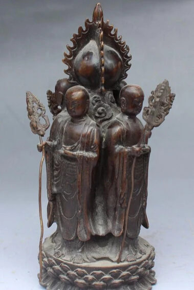 

8" Copper 4 surface Tang Seng San Zang Ksitigarbha Boddhisattva Buddha Statue S0706 (B0328)