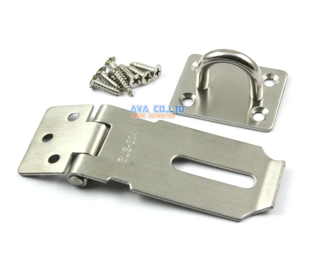 House Fitting Stainless Steel Padlock Hasp Staple Set 40mm x 85mm Come