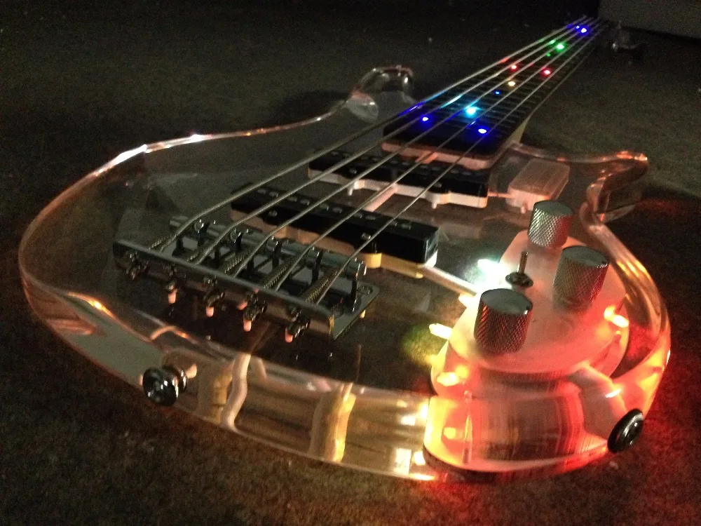 LED light 5 Strings electric bass guitar Crystal body in Guitar from