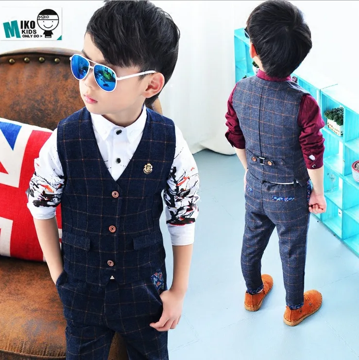 2017 Spring Children Suit Baby Boys Suits Kids Vest Boys Formal Suit
